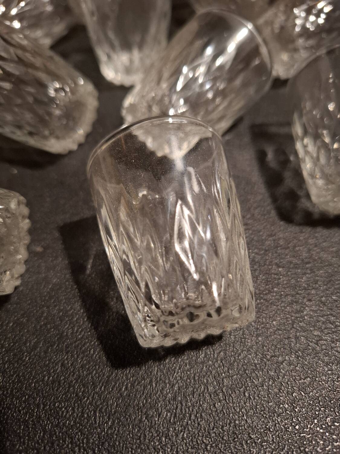 Set of 10 vintage glasses for digestifs or coffee liqueurs.