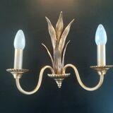 Pair of bronze and brass palm tree sconces