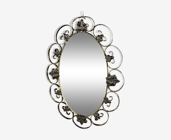 Miroir vintage en métal argenté