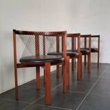 Niels Jorgen Haugesen String wood and leather chairs for Tranekaer, Denmark