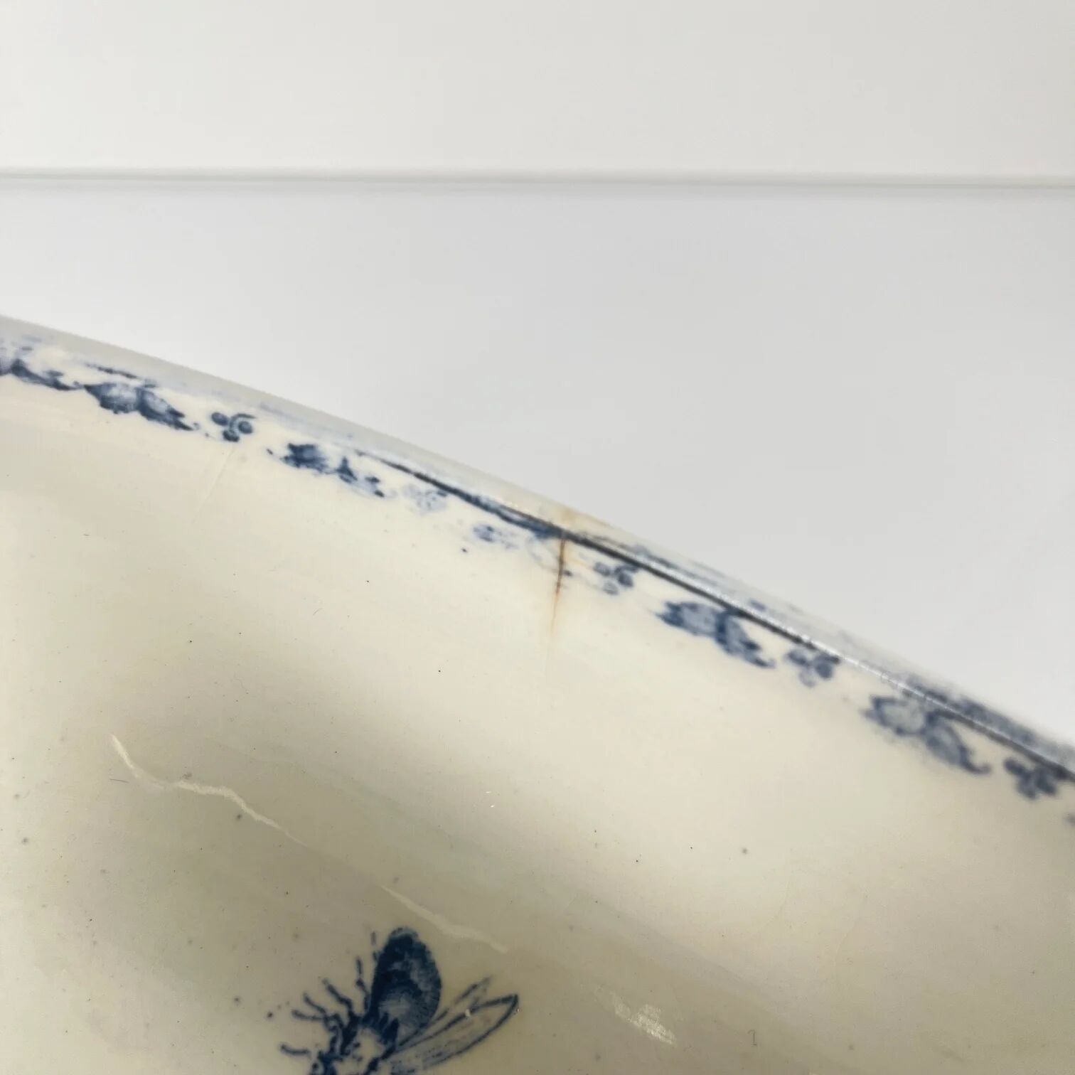 Saucière terre de fer "Carmen", Sarreguemines, bleu, 1875-1900