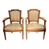 Paire de fauteuil tapissés style Louis XVI