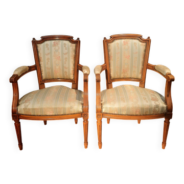 Pair of upholstered armchairs in Louis XVI style