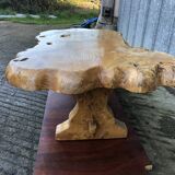 Handcrafted Brutalist coffee table in solid elm