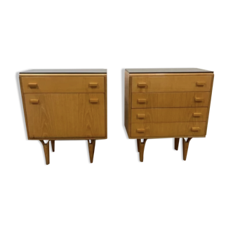Set of 2 vintage bedside tables by Frantisek Mezulanik for Novy Domov