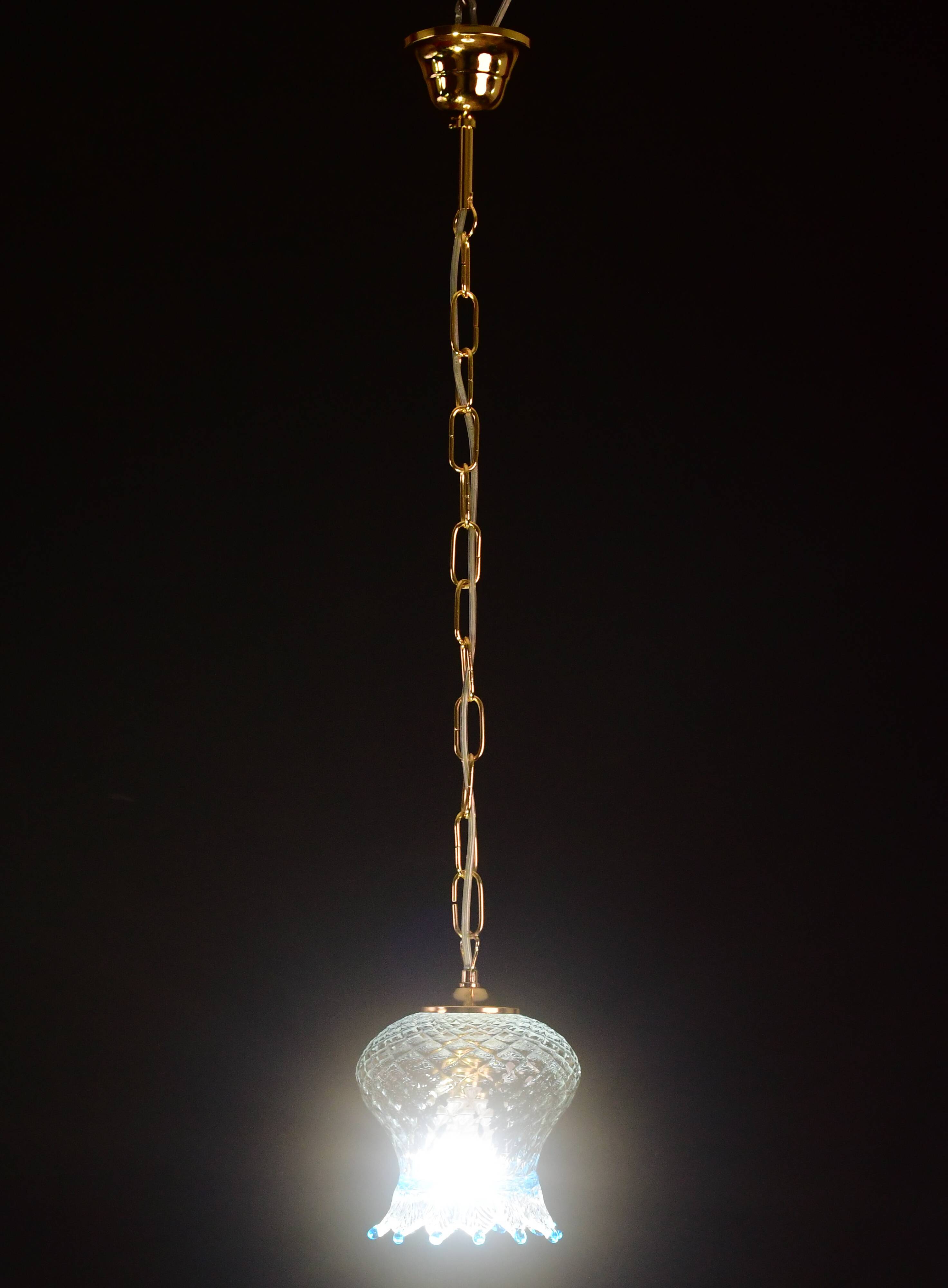 Set of 3 Murano blue glass pendant lights