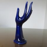 Signed blue ceramic soliflore hand
