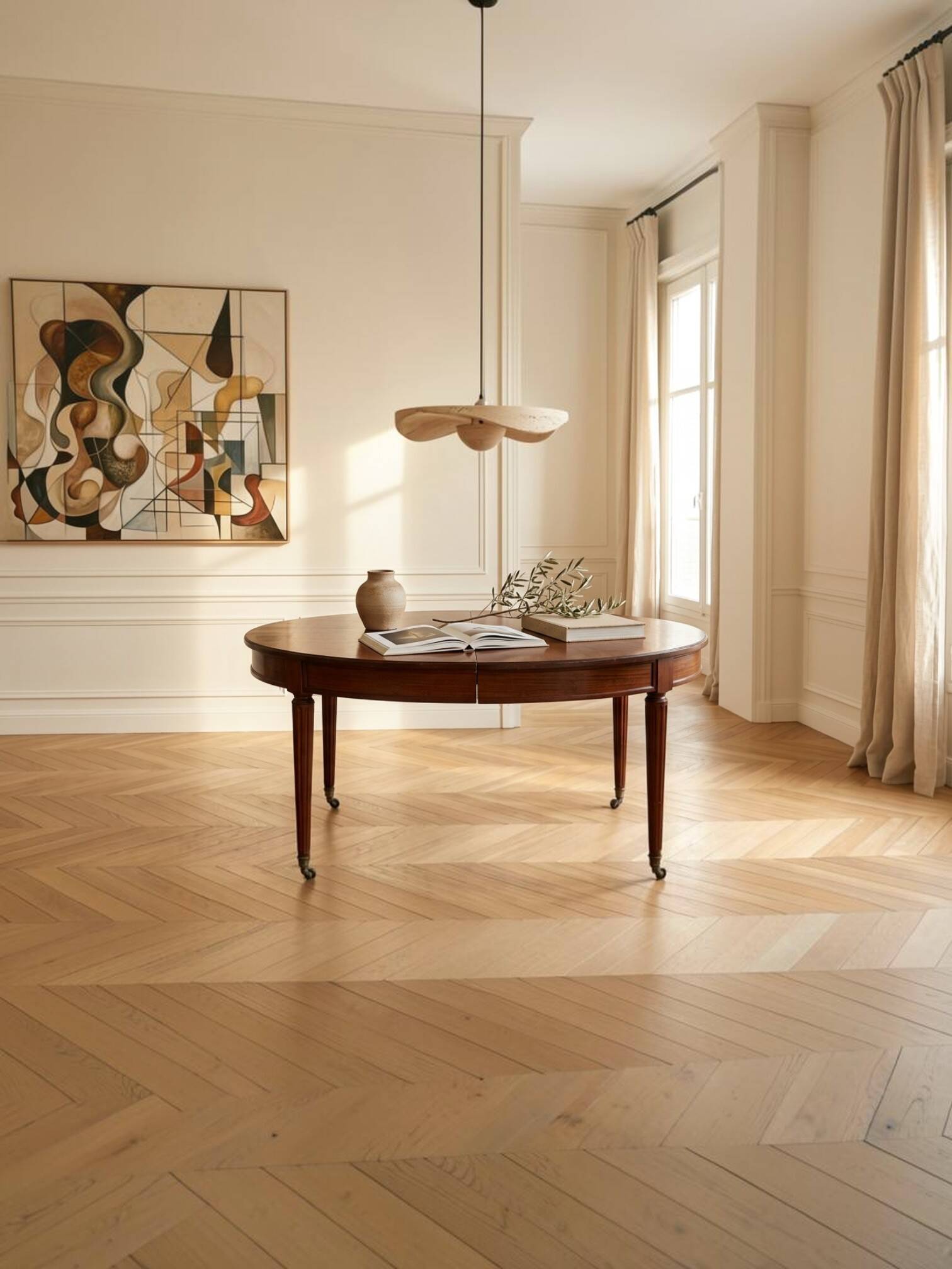 Grande table ovale Louis XVI d'époque en acajou