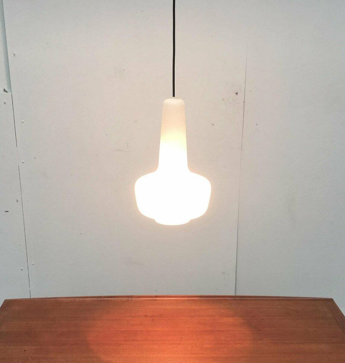 Mid-century glass pendant light Kreta by Jacob E. Bang for Fog & Mørup and Holmegaard, 1960s.