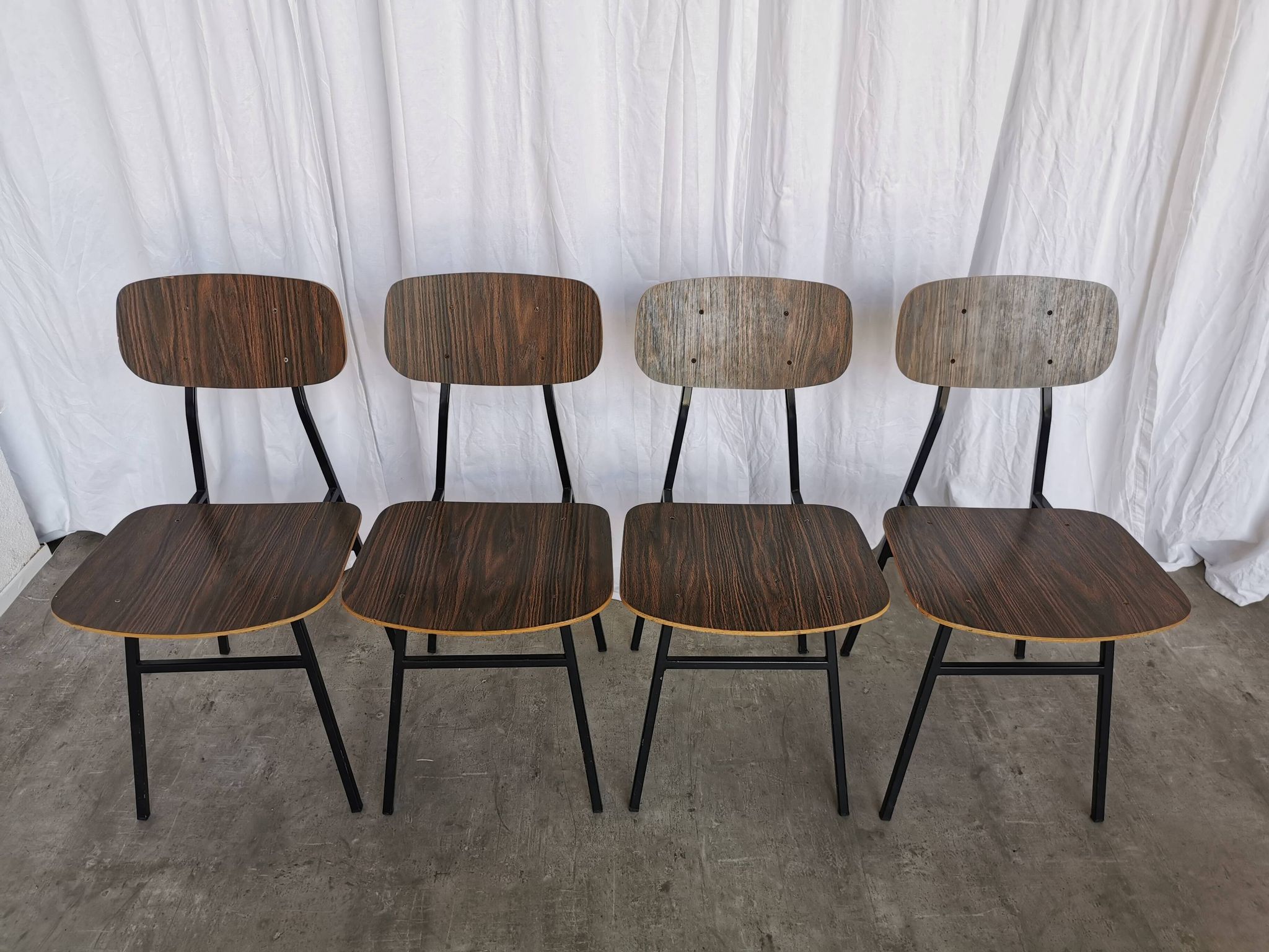 Vintage Industrial School Chairs - STOL Kamnik - 70s Yugoslavia - Set of 4