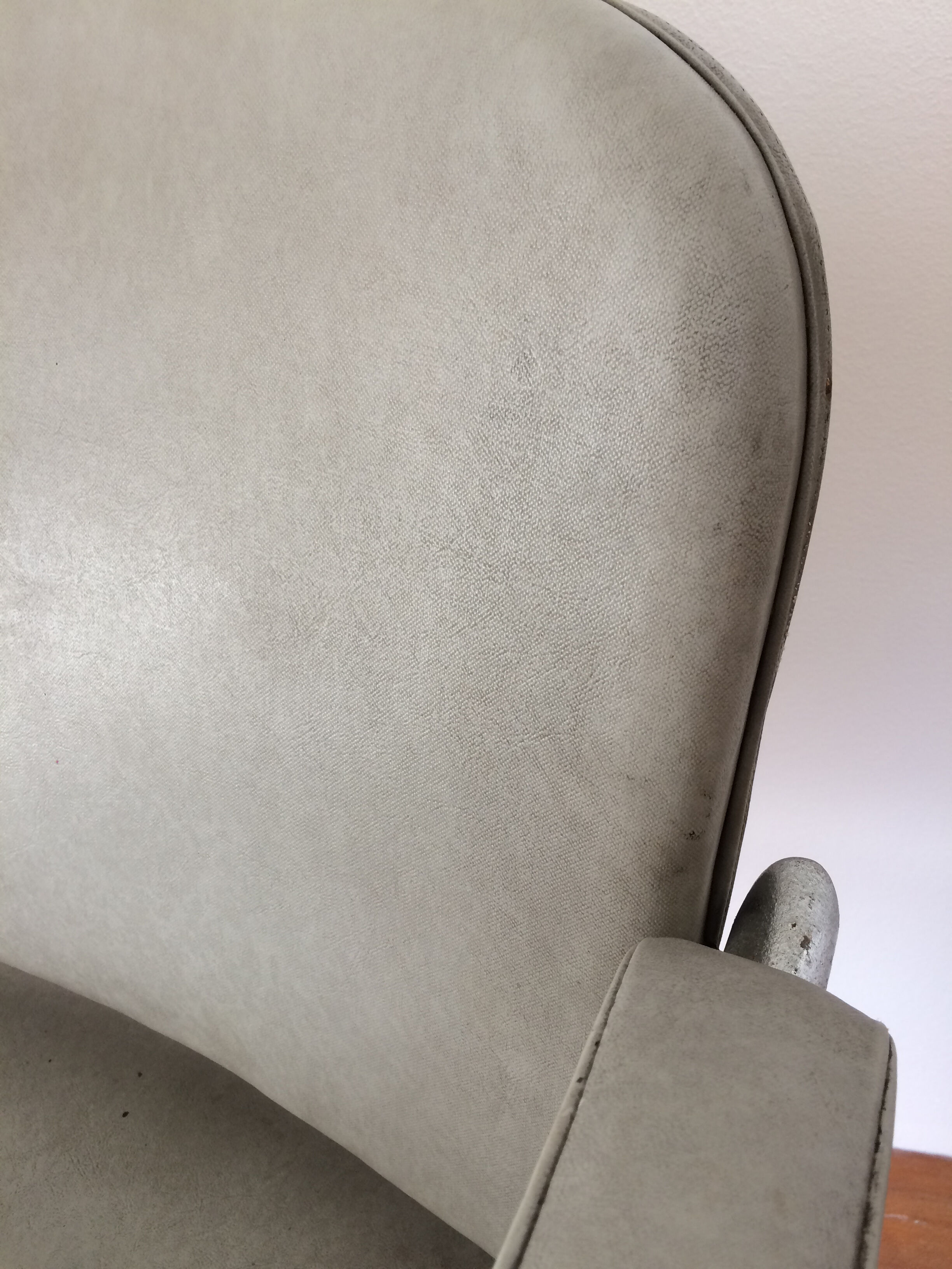 Armchair leatherette gray silver feet