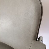 Armchair leatherette gray silver feet