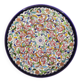 Handmade dish with multicolored enamelled flowers