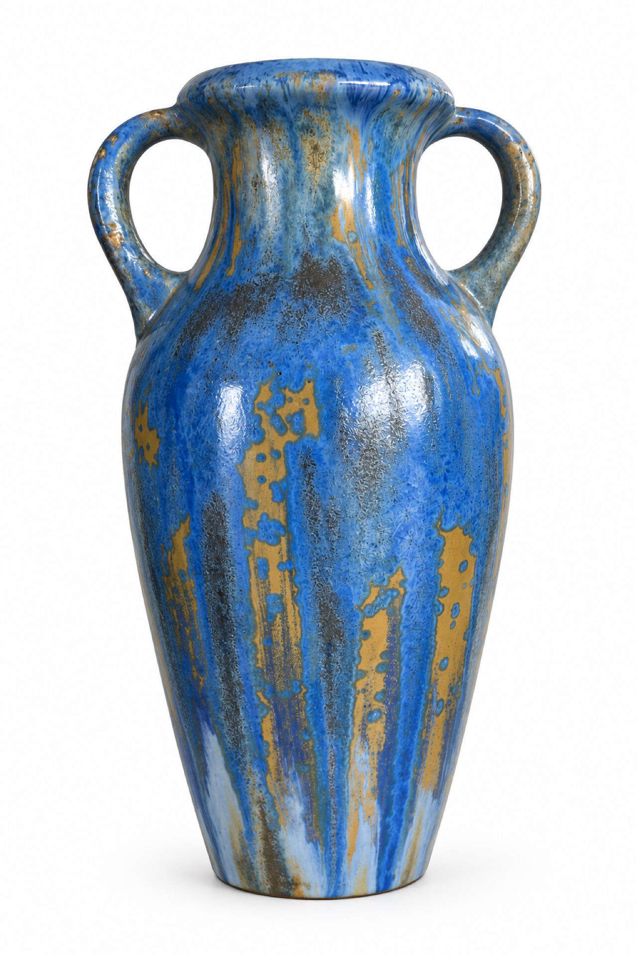 Rare French Art Deco vase in glazed stoneware from Pierrefonds, with glaze.