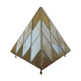 Lampe " pyramide " en nacre verre et laiton années 70