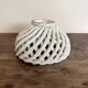 Small vintage white woven ceramic basket