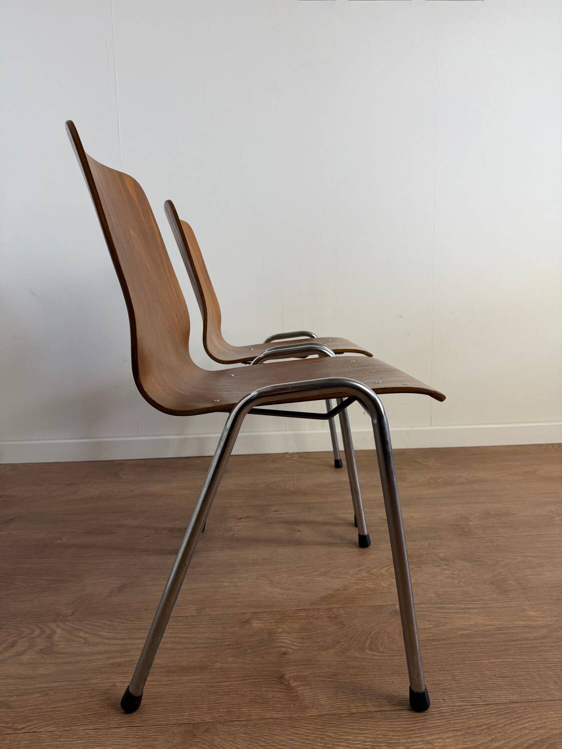 Vintage Pagholz stacking chairs in wood and metal