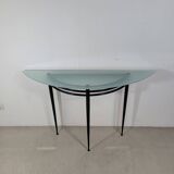 Vintage "Atlantic" console in black lacquered metal and glass by Pascal Mourgue 1980