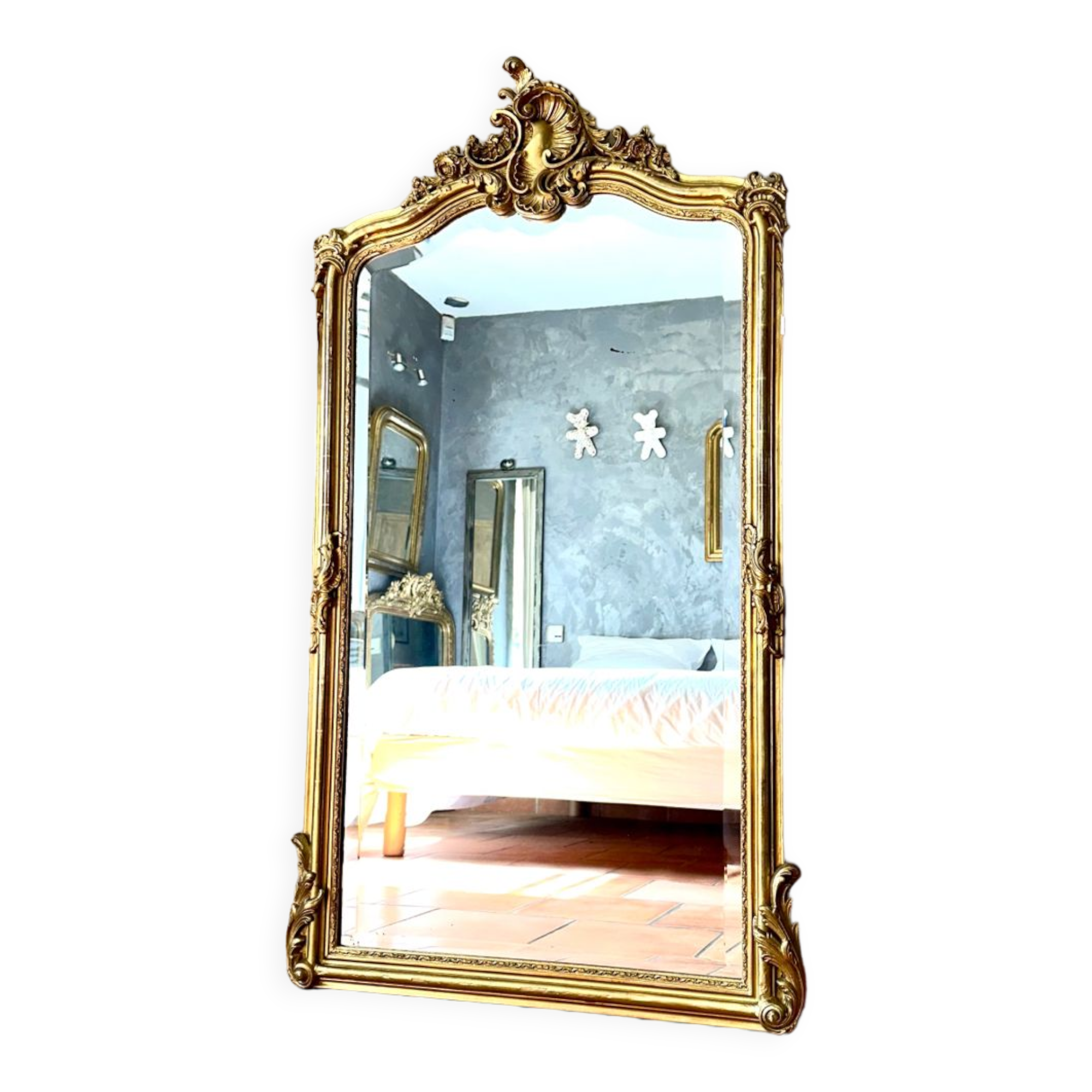 Old mirror with pediment nineteenth