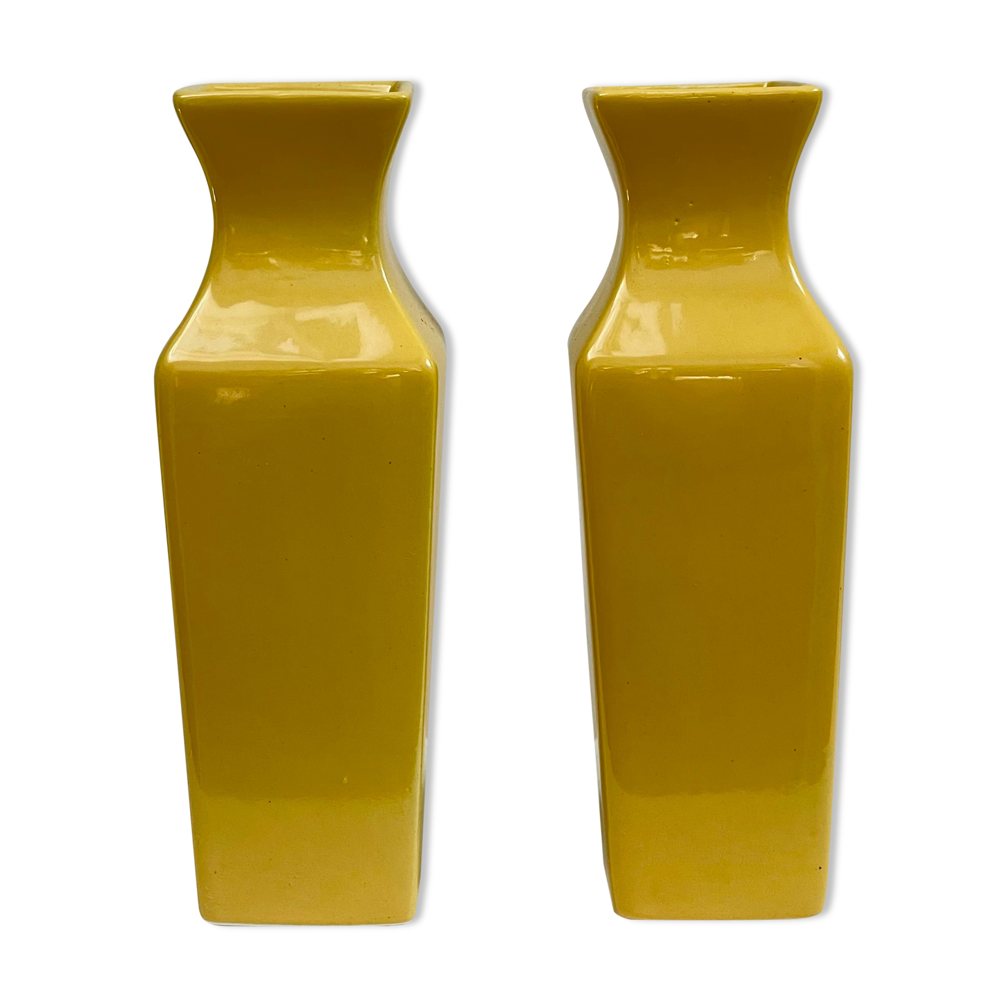 Duo of yellow vases