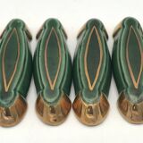 Set of 6 Poët-Laval Art Deco Enameled Ceramic Knife Holders