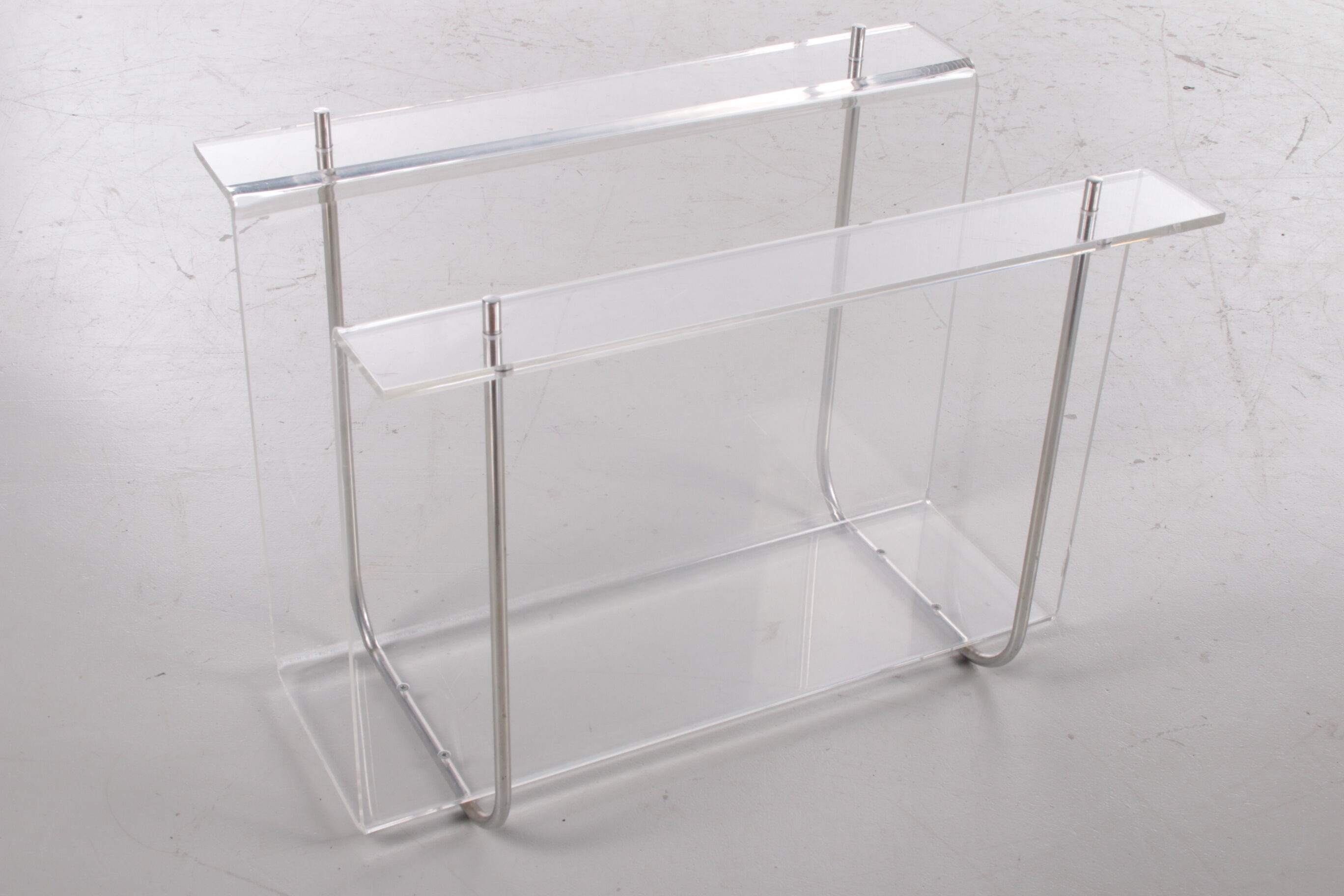 Plexiglass Storage rack with metal accents, 1970
