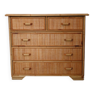 Commode 5 tiroirs osier