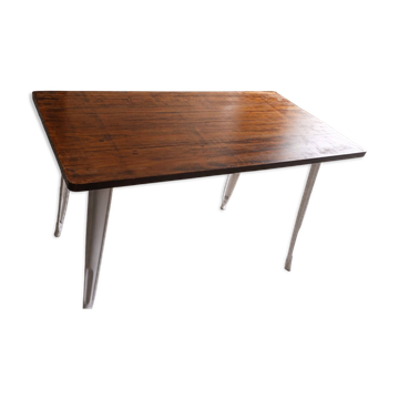 Table style industriel imitation bois – 120 x 60 cm