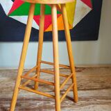 Vintage solid blond wood bar stool