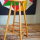 Tabouret de bar en bois blond massif vintage