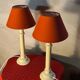 Pair of off-white lacquered wooden lamps 42x20