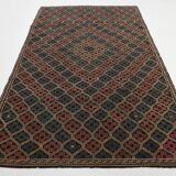 6x9 Green & Red Geometric Vintage Kilim Rug
