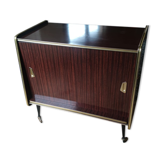 Rolling bar circa 1960 in mahogany formica