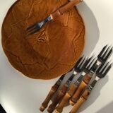 8 bamboo cake forks 60s