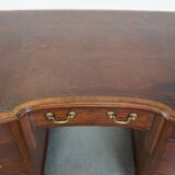 Antique wooden English desk from the late 19th century with a leather top