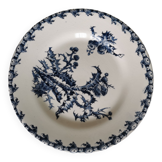 Flat plates stamped opaque Gien porcelain, “Chardons” model