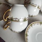 8 Art Deco Sigismond Maas cups Limoges porcelain