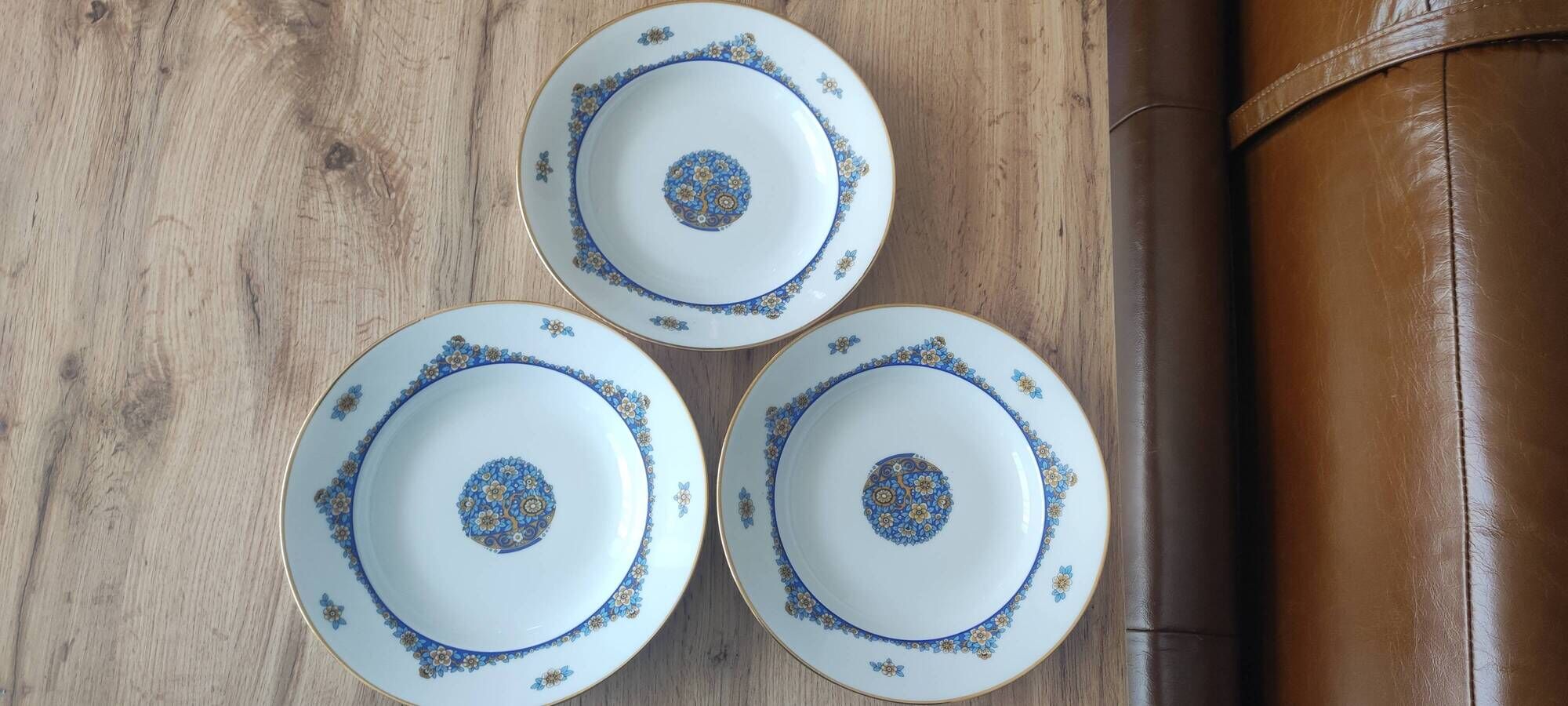 Lot de 3 assiettes creuses limoges - jean boyer (circa 1950)