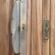 Art Deco wardrobe with bevelled mirror in solid raw walnut.