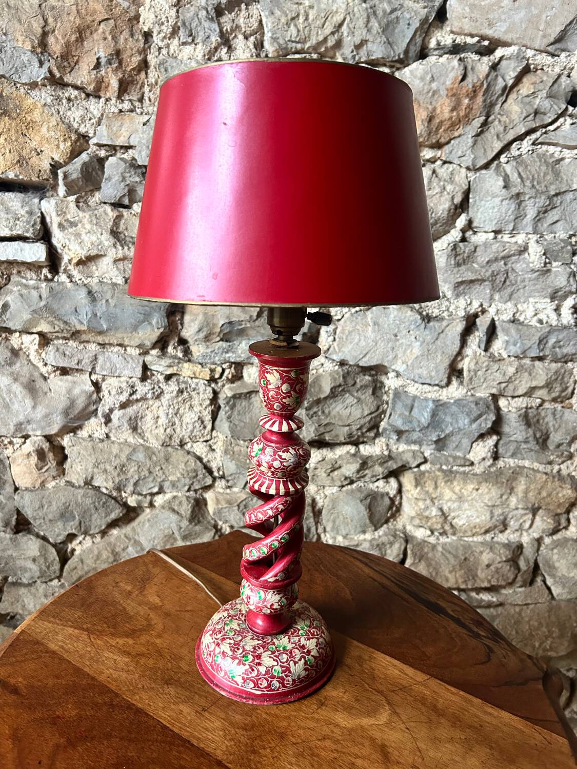 Ethnic carved wooden lamp