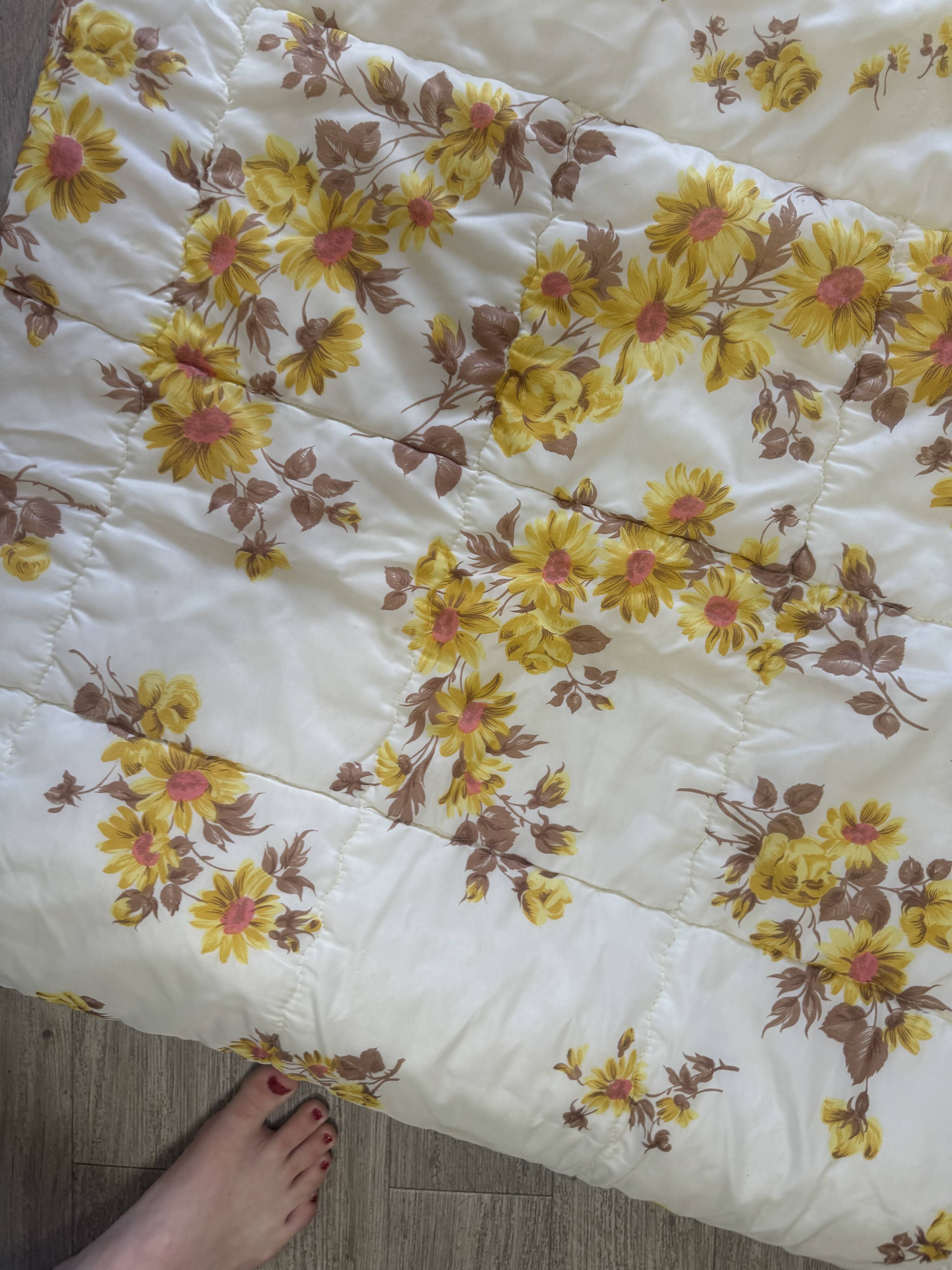 Couverture à fleurs vintage 70s
