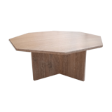 Table basse octogonale en travertin 70s