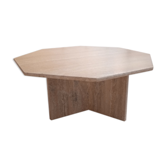 Octagonal coffee table in travertine 70s