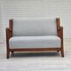 1950s, Scandinavian 2-seater sofa, reupholstered, upholstery wool, oak.