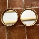 Rattan and rope mirror duo