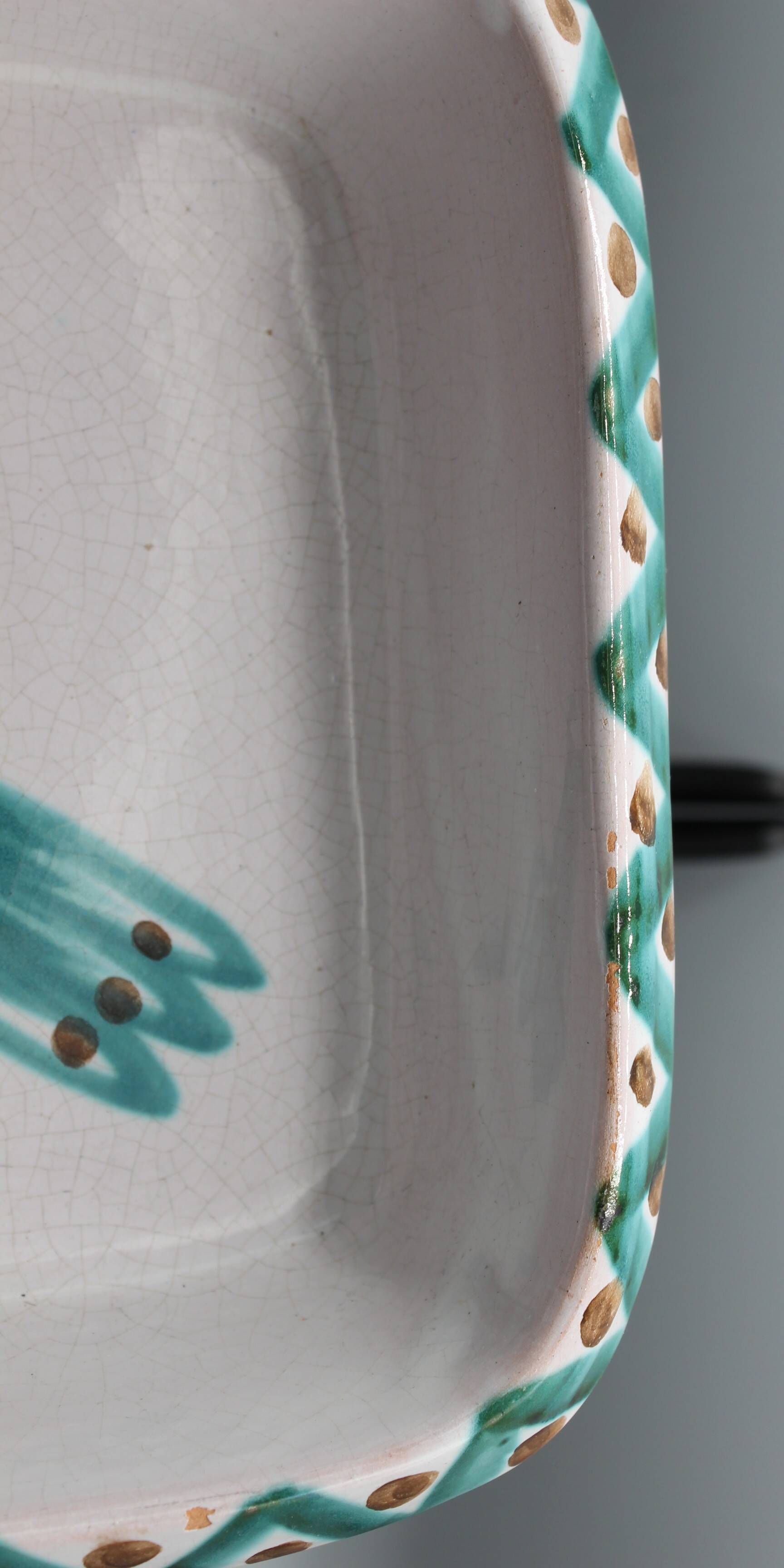 Large vintage ceramic dish depicting a bird - robert picault