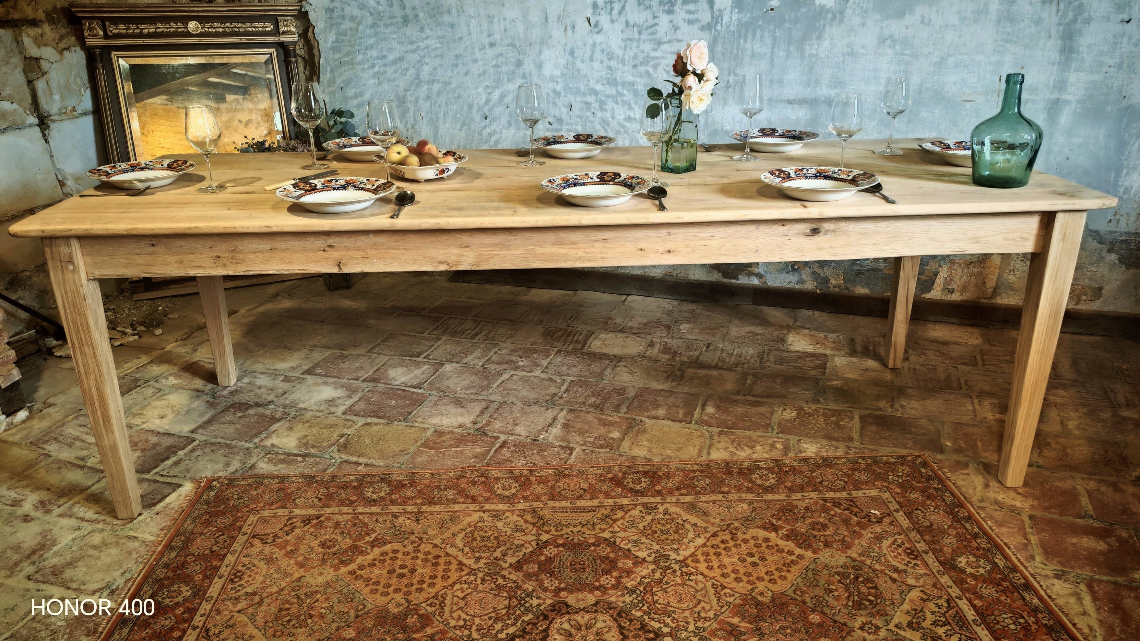 Raw solid oak and chestnut farmhouse table 244cm