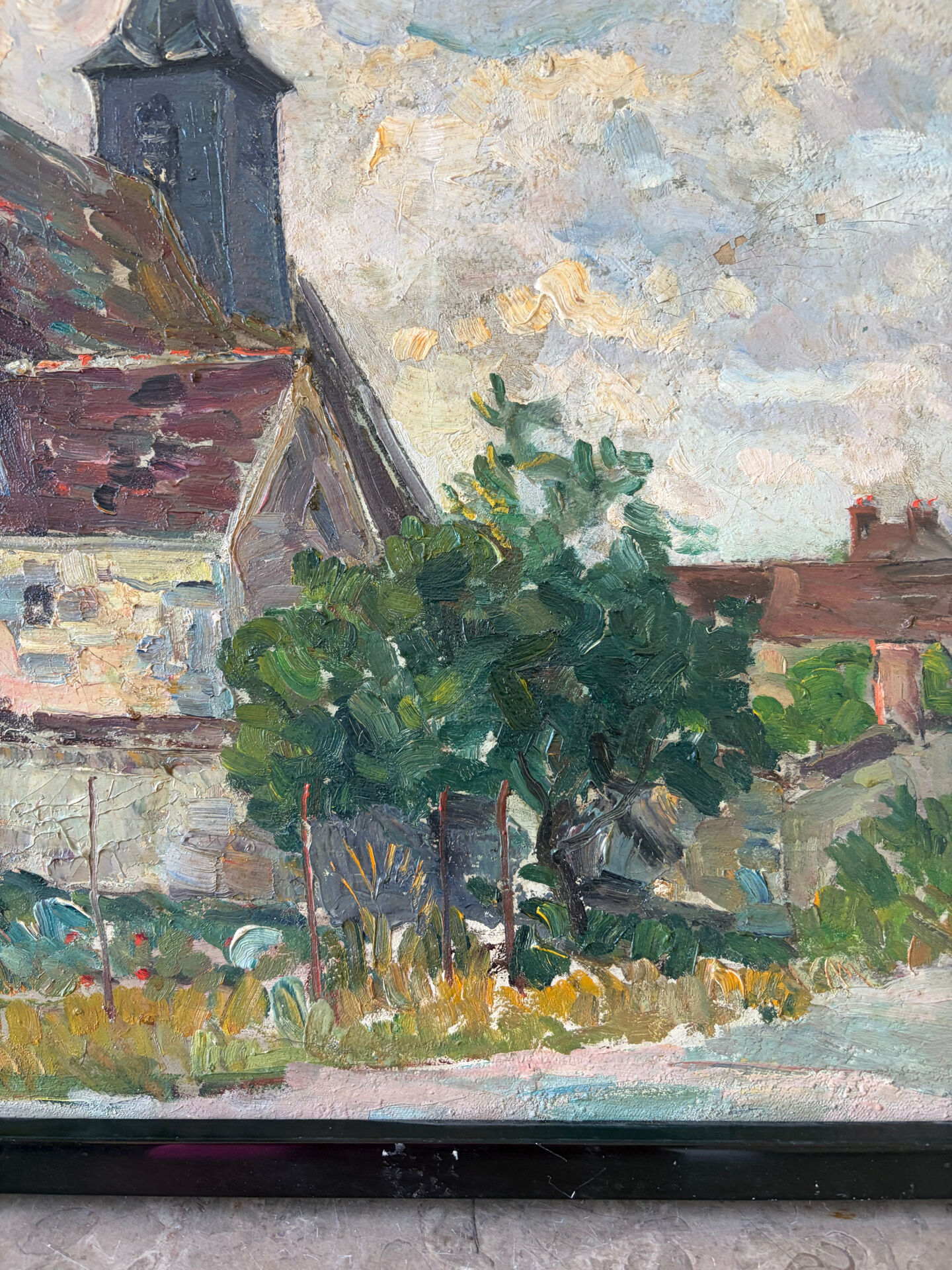 The village church, oil on canvas signed
