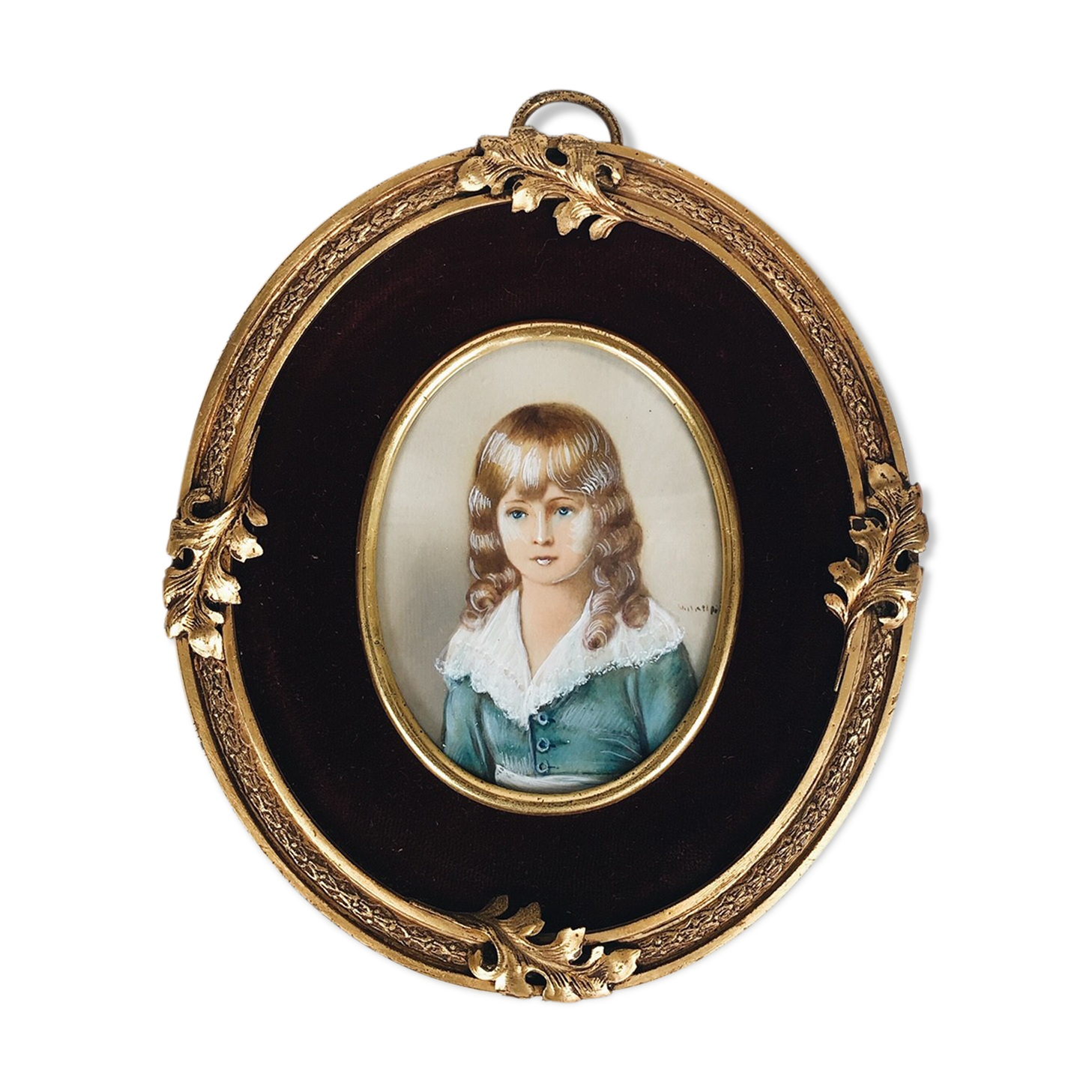 Ancient miniature painting on signed ivory