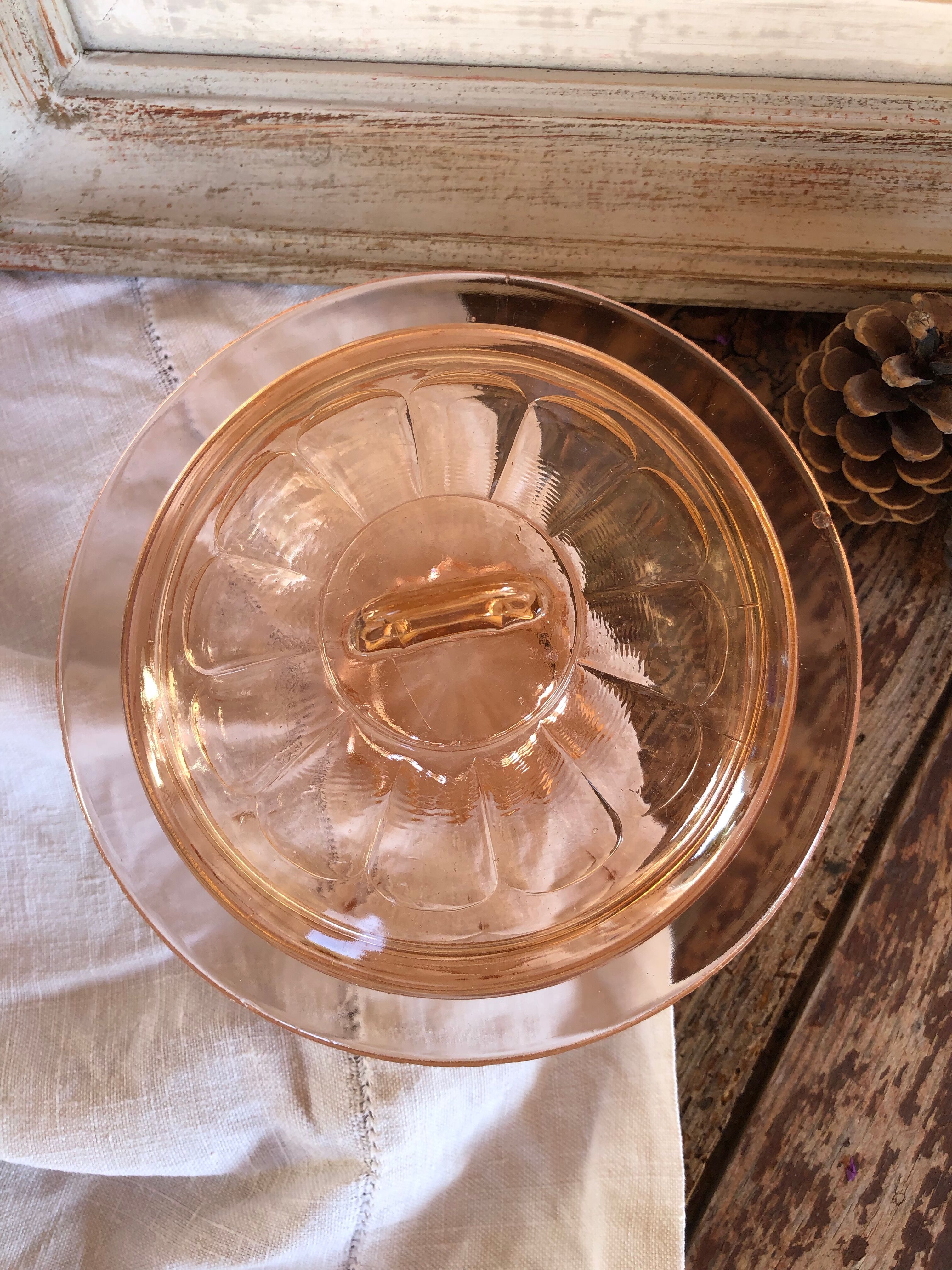 Pink glass candy box